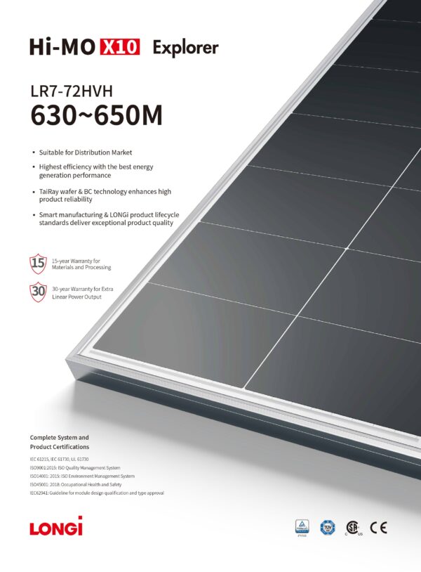 LONGI PANEL Hi-MO X10 Explorer 645W